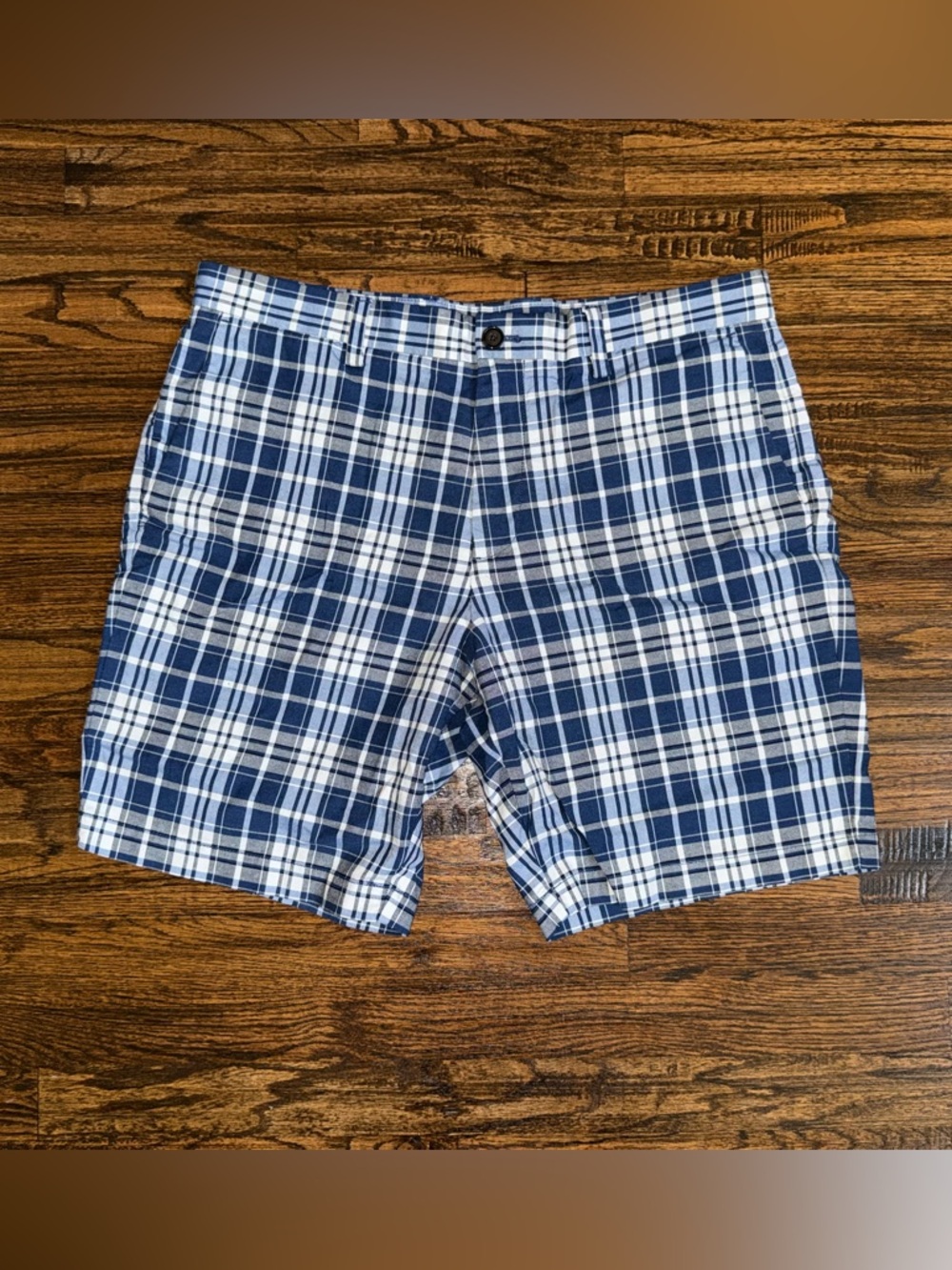 Banana Republic Aiden Short Blue Plaid Size 35 Waist 9” Inseam